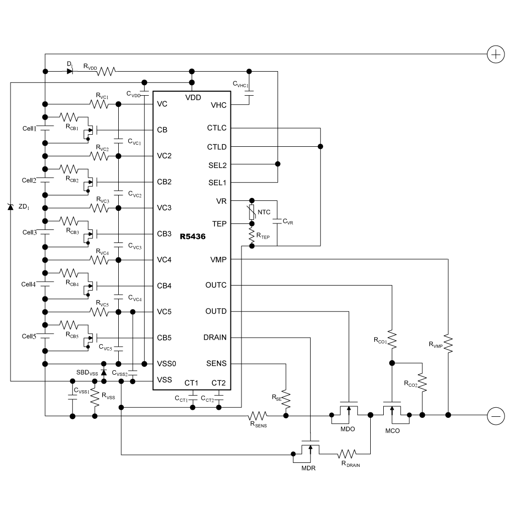 5-cell Protection Battery Charger with Cell-balancing Enabled