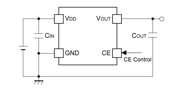 R8153xxxxB 基本回路例 出力電圧 IC 内部固定例 