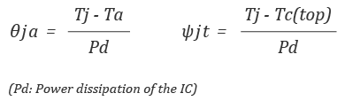 θja=Tj-Ta/Pd, ψjt=Tj-Tc(top)/Pd