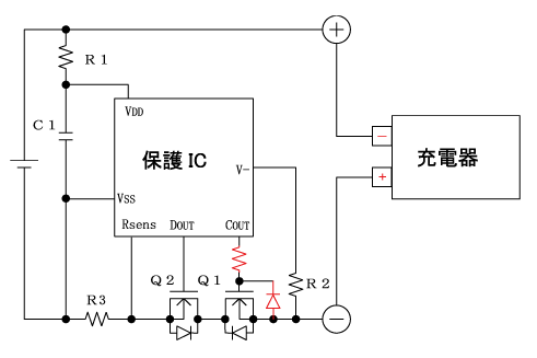 充電器の逆接続対策