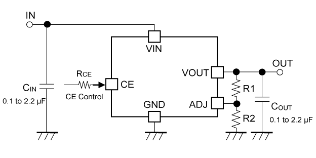 Typical Application: Externally Adjustable of Output Voltage Type