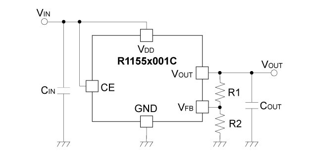 Typical Application: Externally Adjustable of Output Voltage Type