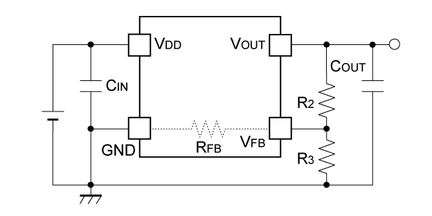 R1511x001C 基本回路例 出力電圧外部設定例