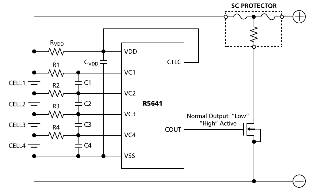 应用信息: 4节电池组保护电路例
