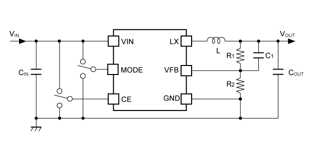 RP519Z00XC/D 基本回路例 (出力電圧外部設定)